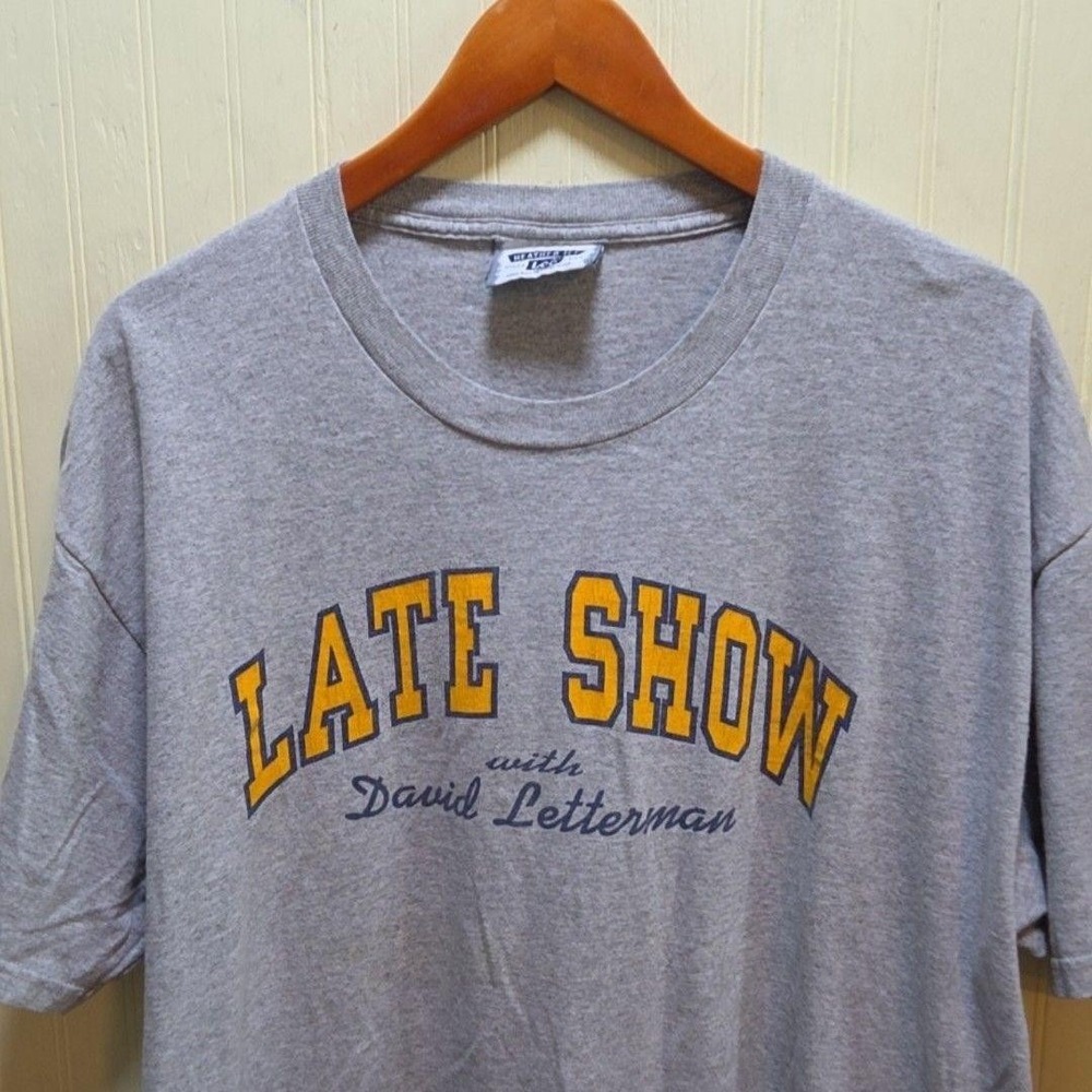 Lee Shirt Mens XL Gray Late Show David Letterman Graphic Heather Tee TV USA‎